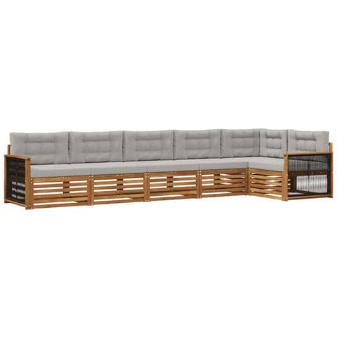 Set di divani da esterno 6 pcs Naturale e Grigio Chiaro - Foto 1