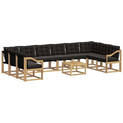 Set di divani da esterno con cuscino 11 pcs Bianco e Nero - Foto 1