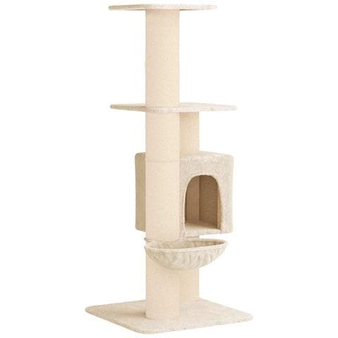 Albero per gatti con pali per graffiare in sisal Crema 137 cm - Foto 1