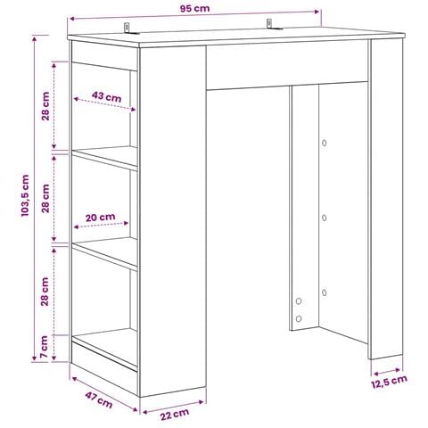 Tavolo da bar 95 x 47 x 103,5 cm Legno ingegnerizzato - Foto 8