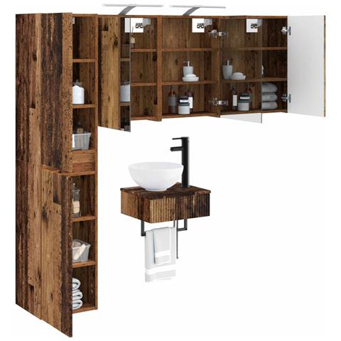 Set di mobili per il bagno 5 pcs Legno antico - Foto 2