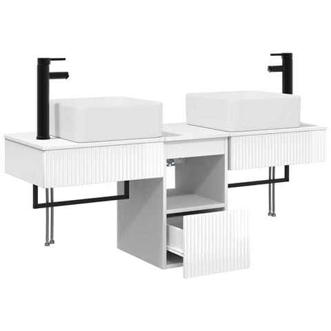 Set di Armadi da Bagno 3 pz Bianco Lucido 53 x 35 x 39 cm - Foto 2