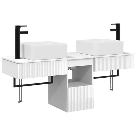 Set di Armadi da Bagno 3 pz Bianco Lucido 53 x 35 x 39 cm - Foto 1