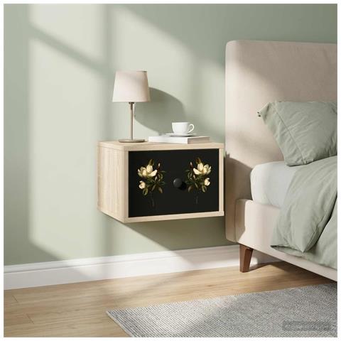 Mobiletto da comodino a parete BREMEN 2 pz Rovere Sonoma - Foto 2
