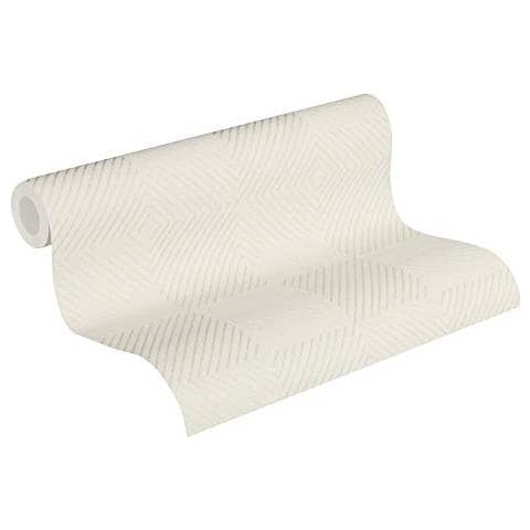 369263 Carta Da Parati In Tessuto Non Tessuto, Crema Metallic, 10,05 X 0,53 M - Foto 1