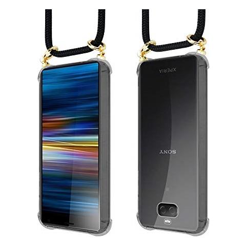 Cadorabo Catena Di Telefoni Cellulari Compatibile Con Sony Xperia 10 Plus In Nero - Coperchio Protettivo In Silicone Con Anelli D'oro, Cinturino In Corda E Custodia Staccabile - Foto 2
