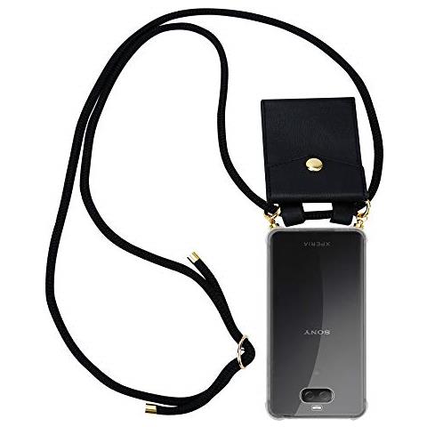 Cadorabo Catena Di Telefoni Cellulari Compatibile Con Sony Xperia 10 Plus In Nero - Coperchio Protettivo In Silicone Con Anelli D'oro, Cinturino In Corda E Custodia Staccabile - Foto 1