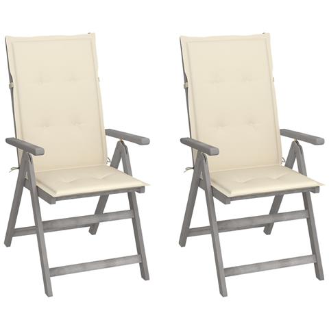 Sedie da Giardino Reclinabili 2pz con Cuscini Massello Acacia - Foto 1