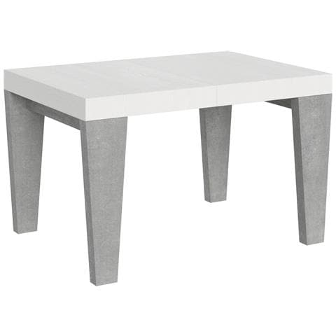 Tavolo Allungabile 90x130/234 Cm Spimbo Mix Piano Bianco Frassino - Gambe Noce - Bianco Frassino /cemento - Foto 5