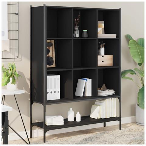Libreria Nera 102x30x141,5 Cm In Legno Multistrato - Foto 1