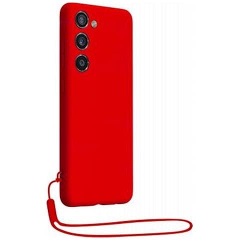 Cover Silicone Per Samsung S23 5g Con Cordino Da Polso Abbinato, Rosso - Foto 1