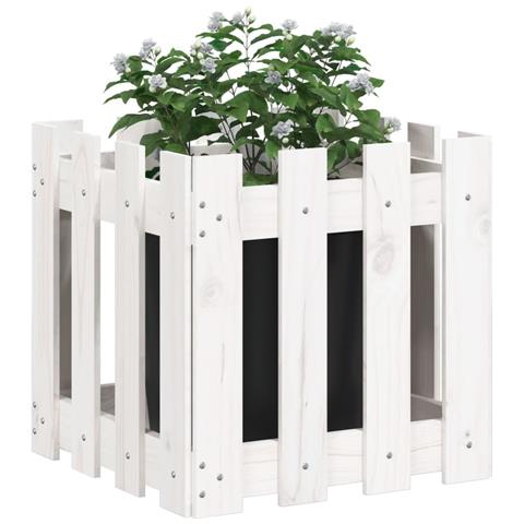 Fioriera Giardino A Recinzione Bianco 40x40x40 Cm Massello Pino - Foto 2