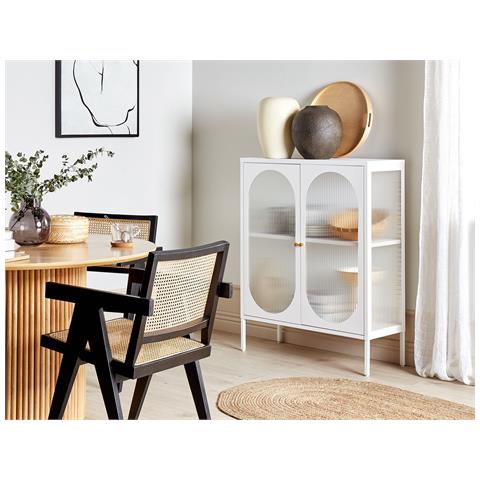 Credenza Espositiva In Vetro Sarre Metallo 90 Cm Bianco - Foto 1