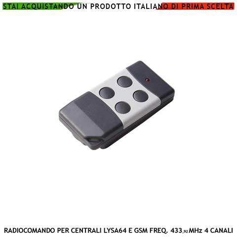 Radiocomando 4 Canali Inserimento E Disinserimento Totale E Parziale Tipo Giorno Notte Per Sistema Di Allarme Lysa64 E - Foto 1