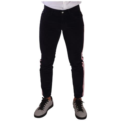 Jeans Skinny Elasticizzati In Cotone Di Velluto A Coste Blu - It48 - M - Foto 4