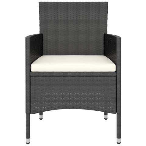 Set da Pranzo per Giardino 5 pz Polyrattan Vetro Temperato Nero - Foto 2