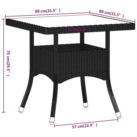Set da Pranzo per Giardino 5 pz Polyrattan Vetro Temperato Nero - Foto 10