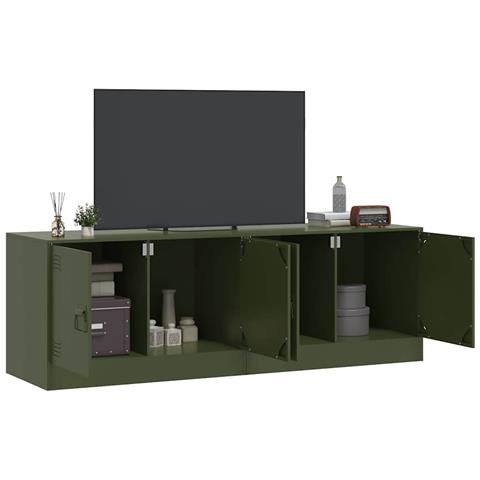 Mobili Tv 2 Pz Verde Oliva 67x39x44 Cm In Acciaio - Foto 3