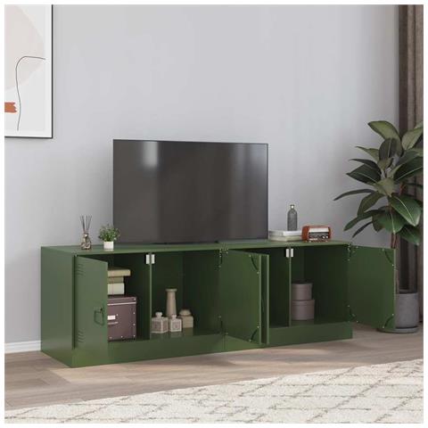 Mobili Tv 2 Pz Verde Oliva 67x39x44 Cm In Acciaio - Foto 1