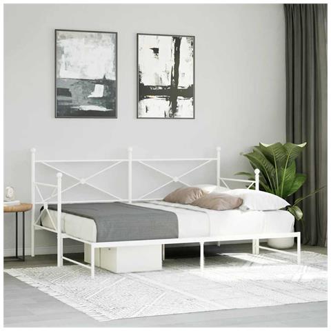 Divano Letto Estraibile Senza Materasso Bianco 75x190cm Acciaio - Foto 3