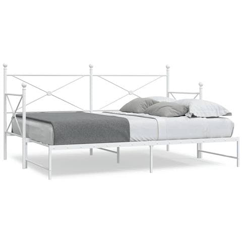 Divano Letto Estraibile Senza Materasso Bianco 75x190cm Acciaio - Foto 1