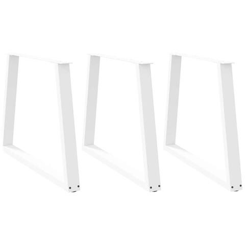 Gambe Per Tavolo Pranzo A V 3 Pz Bianco 100x(72-73,3)cm Acciaio - Foto 1