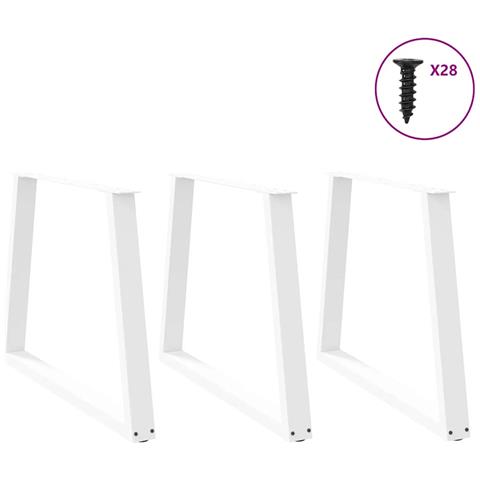Gambe Per Tavolo Pranzo A V 3 Pz Bianco 100x(72-73,3)cm Acciaio - Foto 3