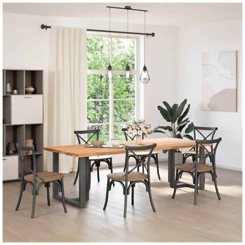 Gambe Tavolo Pranzo A T 2pz Antracite 80x35x(72-73) Cm Acciaio - Foto 2