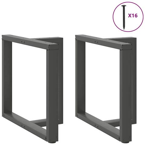 Gambe Tavolo Pranzo A T 2pz Antracite 80x35x(72-73) Cm Acciaio - Foto 3