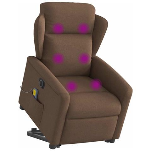 Poltrona Alzapersona Massaggiante Elettrica Marrone Tessuto - Foto 3