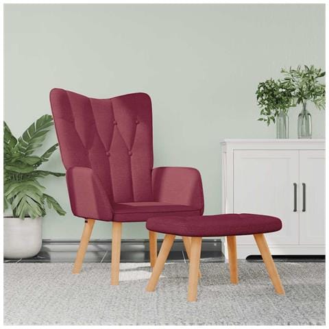 Poltrona Relax Con Poggiapiedi Rosso Vino In Tessuto - Foto 8