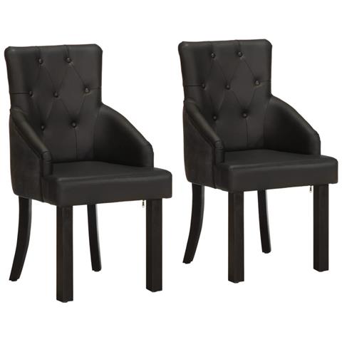 Lusso Casadino -  Sedie Da Pranzo 2 Pz Nere In Vera Pelle Di Capra - Foto 2