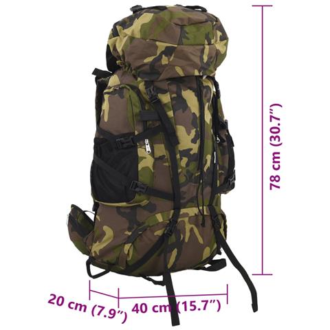 Zaino da Trekking Verde Mimetico 80 L in Tessuto Oxford - Foto 8