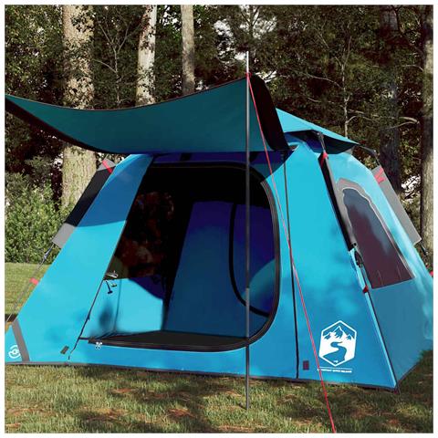 Tenda a Cupola da Campeggio 4 Persone Blu a Rilascio Rapido - Foto 1
