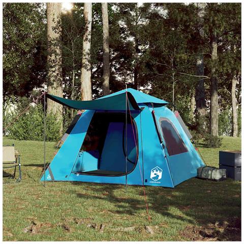 Tenda a Cupola da Campeggio 4 Persone Blu a Rilascio Rapido - Foto 2