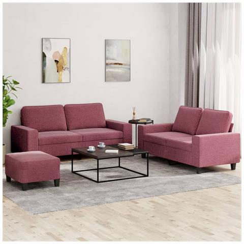 Set di Divani 3 pz Rosso Vino in Tessuto - Foto 2