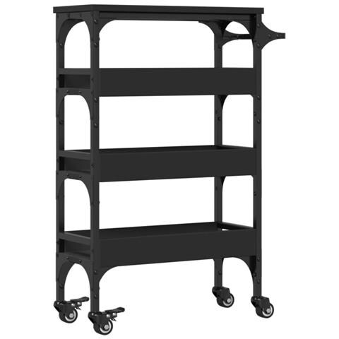 Carrello da Cucina Nero 53x20x76 cm in Legno Multistrato - Foto 9