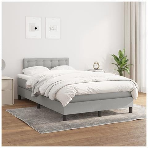 Giroletto a Molle con Materasso Grigio Chiaro 120x200cm Tessuto - Foto 2