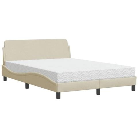 Letto con Materasso Crema 120x200 cm in Tessuto - Foto 1