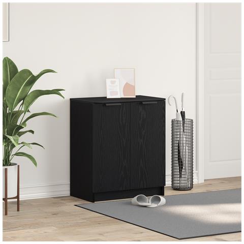 Armadio per scarpe Nera Rovere 59x35x70 cm in Legno ingegnerizzato - Foto 2