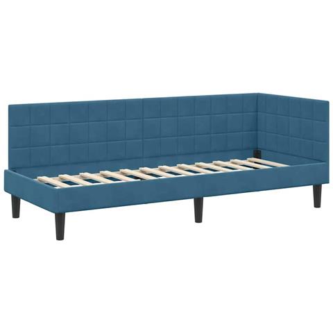 Cornice del letto ad angolo Blu 80 x 200 cm Velluto - Foto 1