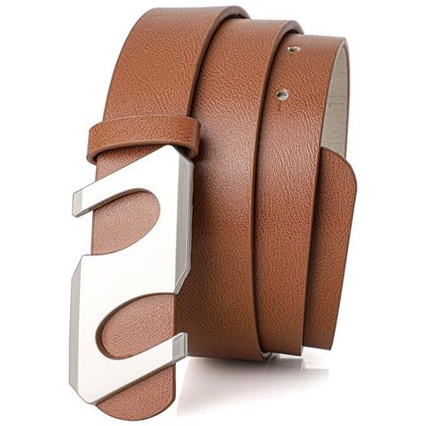 Elegante Cintura Con Fibbia A S - Cintura In Pelle Pu Con Fibbia A S In Lega Per Jeans E Abiti Khaki - Foto 1