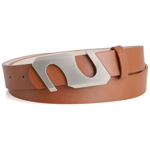 Elegante Cintura Con Fibbia A S - Cintura In Pelle Pu Con Fibbia A S In Lega Per Jeans E Abiti Khaki - Foto 3