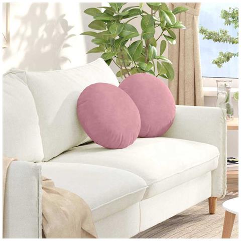 Cuscini per Seduta 2 pcs Rosa Ø 40 x 13 cm Velluto - Foto 2