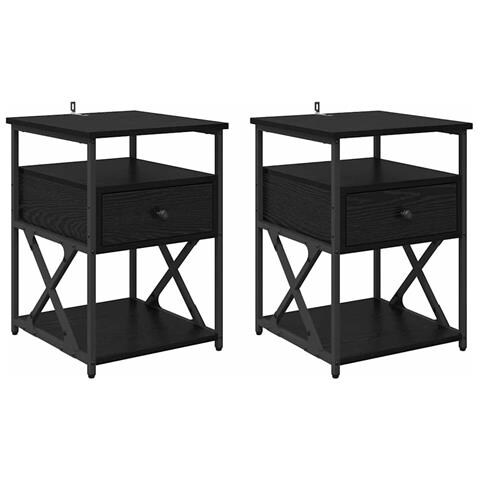 Armadio da Notte con cassetto 2 pcs Rovere nero 40 x 42 x 55 cm - Foto 1