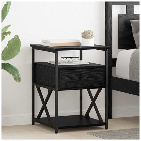 Armadio da Notte con cassetto 2 pcs Rovere nero 40 x 42 x 55 cm - Foto 2