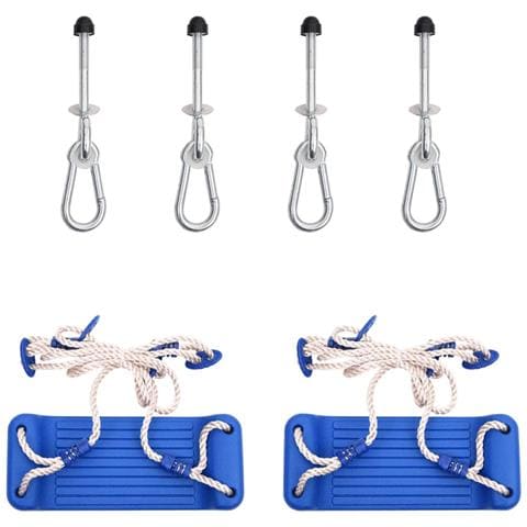 Seggiolini Altalena 2 pz con Pietre Arrampicata Blu Polietilene - Foto 1