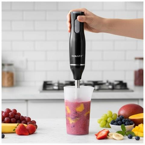 Frullatore A Immersione 400w A 2 Velocità Inox Con Bicchiere, Nero - Foto 5