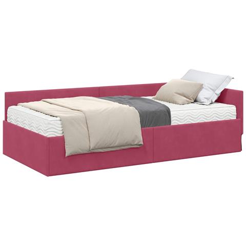 Struttura Letto Angolare con Materasso 2 pcs Verde Velluto - Foto 1