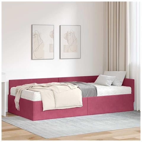 Struttura Letto Angolare con Materasso 2 pcs Verde Velluto - Foto 2